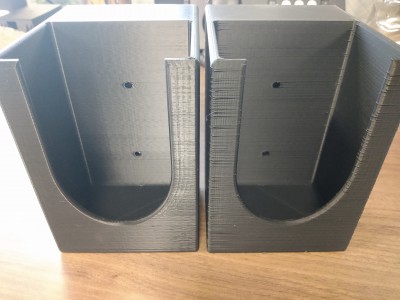 Left is a print right before the nozzle change, right is after the change, note the ripples near the corners.
